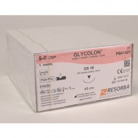 GLYCOLON VIOLET: SUTURE RESORBABLE MONOFIL 5/0 DS18 45CM X 24