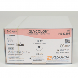 GLYCOLON VIOLET: SUTURE RESORBABLE MONOFIL 5/0 HR17 X 24